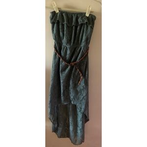 Green strapless lace dress